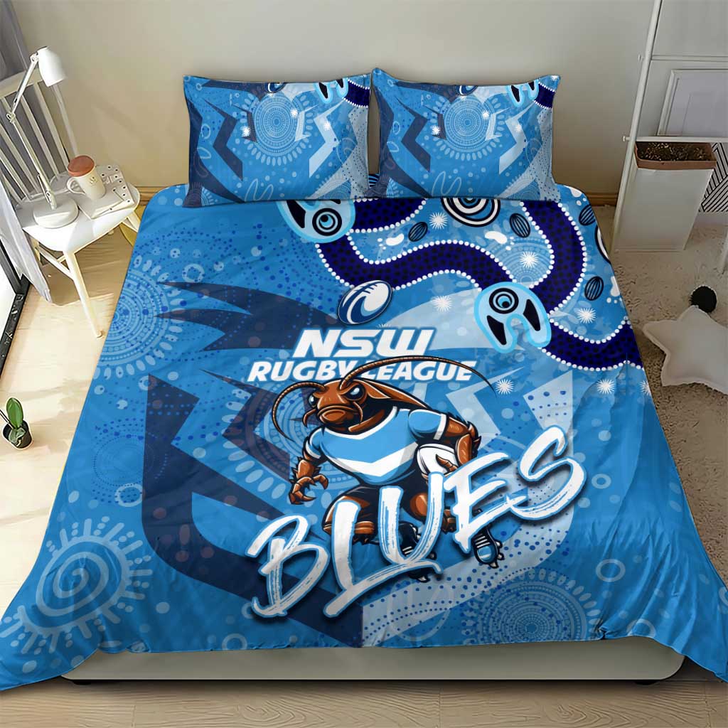 Personalized NSW Rugby League Bedding Set Blues Mascot Indigenous - Vibe Hoodie Shop