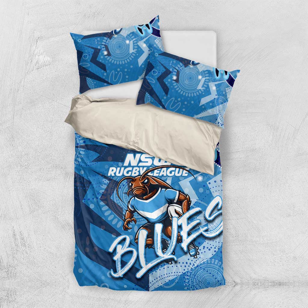 Personalized NSW Rugby League Bedding Set Blues Mascot Indigenous - Vibe Hoodie Shop