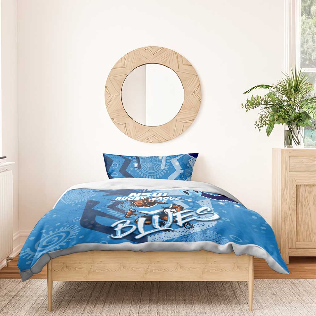 Personalized NSW Rugby League Bedding Set Blues Mascot Indigenous - Vibe Hoodie Shop
