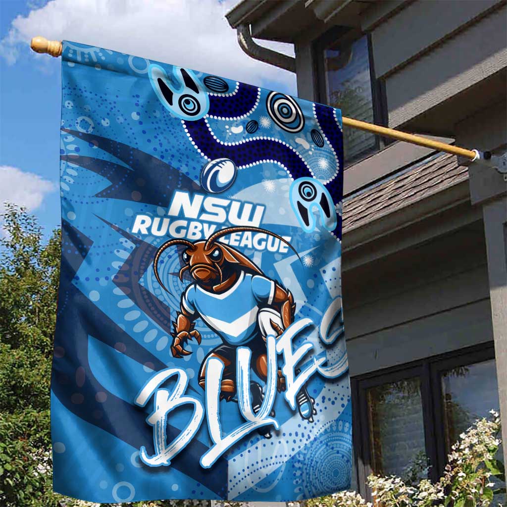 Personalized NSW Rugby League Garden Flag Blues Mascot Indigenous - Vibe Hoodie Shop