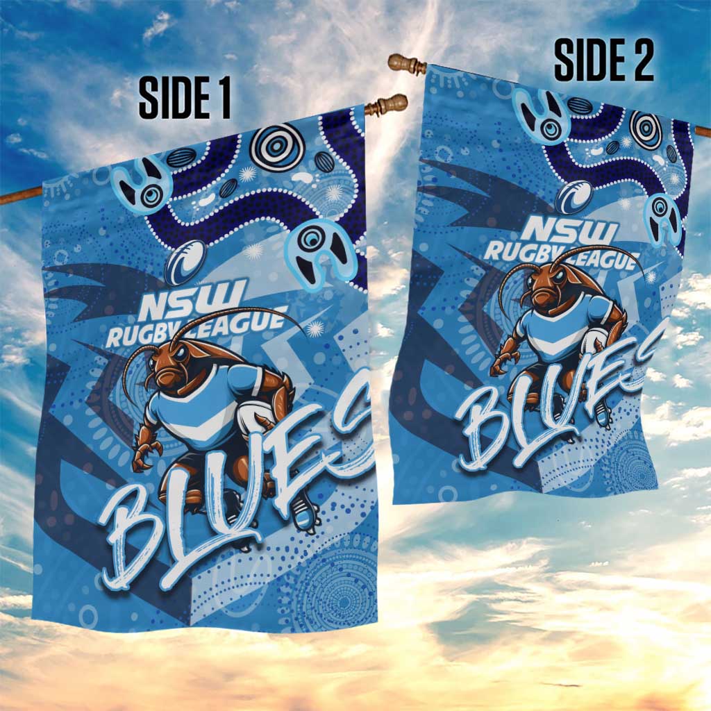 Personalized NSW Rugby League Garden Flag Blues Mascot Indigenous - Vibe Hoodie Shop