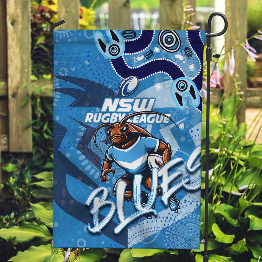 Personalized NSW Rugby League Garden Flag Blues Mascot Indigenous - Vibe Hoodie Shop