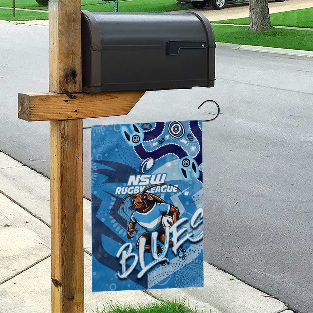 Personalized NSW Rugby League Garden Flag Blues Mascot Indigenous - Vibe Hoodie Shop