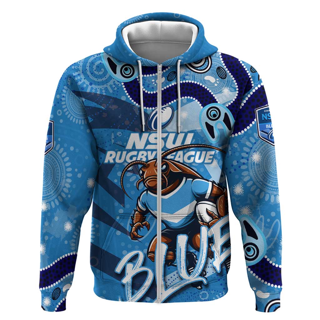 Personalized NSW Rugby League Hoodie Blues Mascot Indigenous - Vibe Hoodie Shop