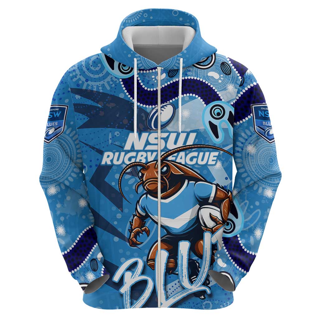 Personalized NSW Rugby League Hoodie Blues Mascot Indigenous - Vibe Hoodie Shop