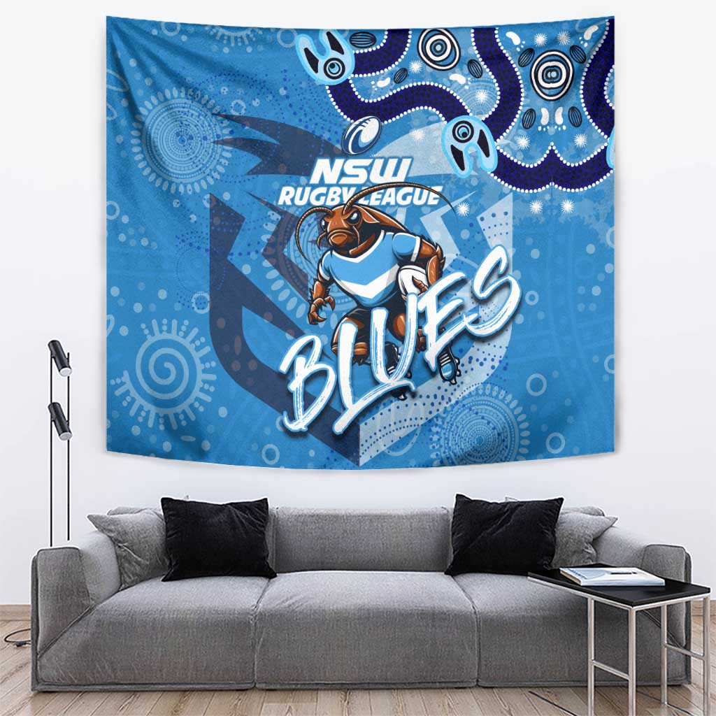 Personalized NSW Rugby League Tapestry Blues Mascot Indigenous - Vibe Hoodie Shop