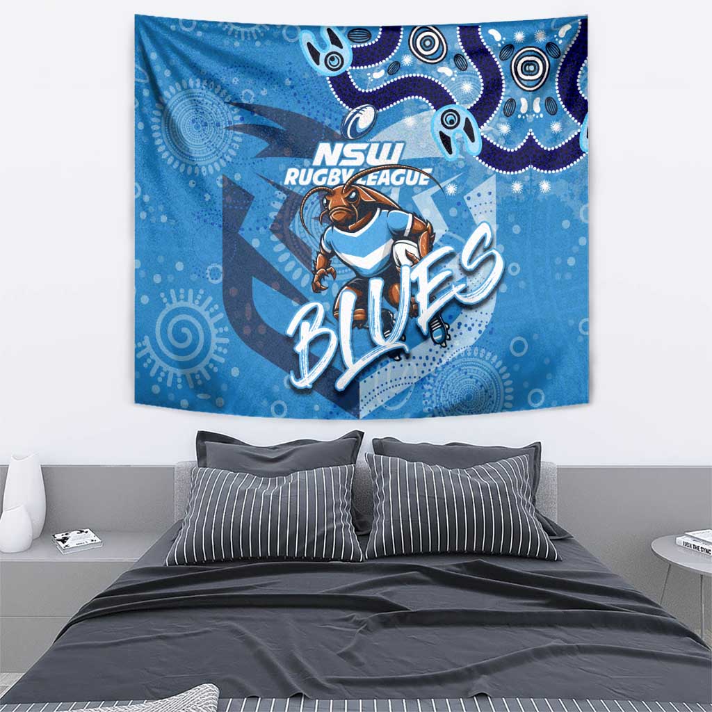 Personalized NSW Rugby League Tapestry Blues Mascot Indigenous - Vibe Hoodie Shop