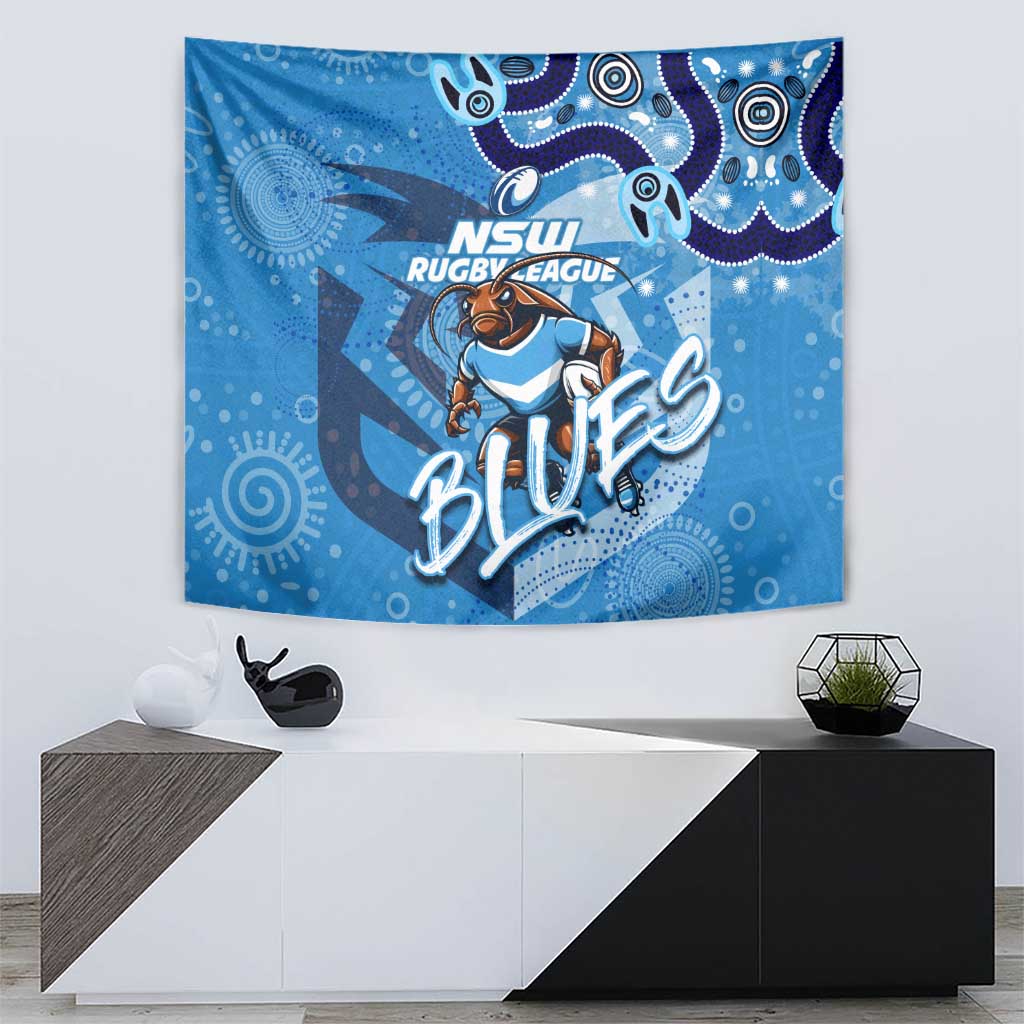 Personalized NSW Rugby League Tapestry Blues Mascot Indigenous - Vibe Hoodie Shop