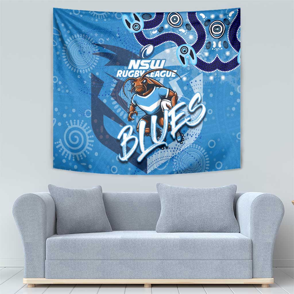 Personalized NSW Rugby League Tapestry Blues Mascot Indigenous - Vibe Hoodie Shop