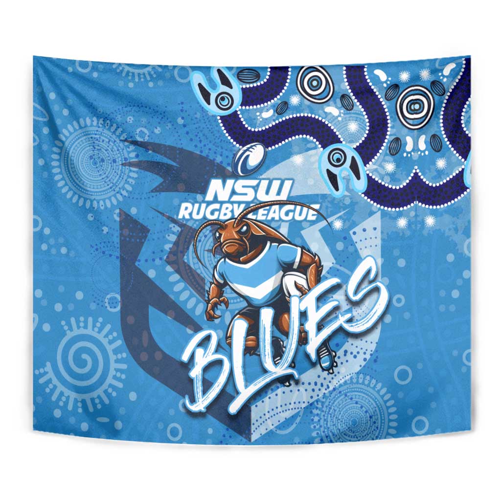 Personalized NSW Rugby League Tapestry Blues Mascot Indigenous - Vibe Hoodie Shop