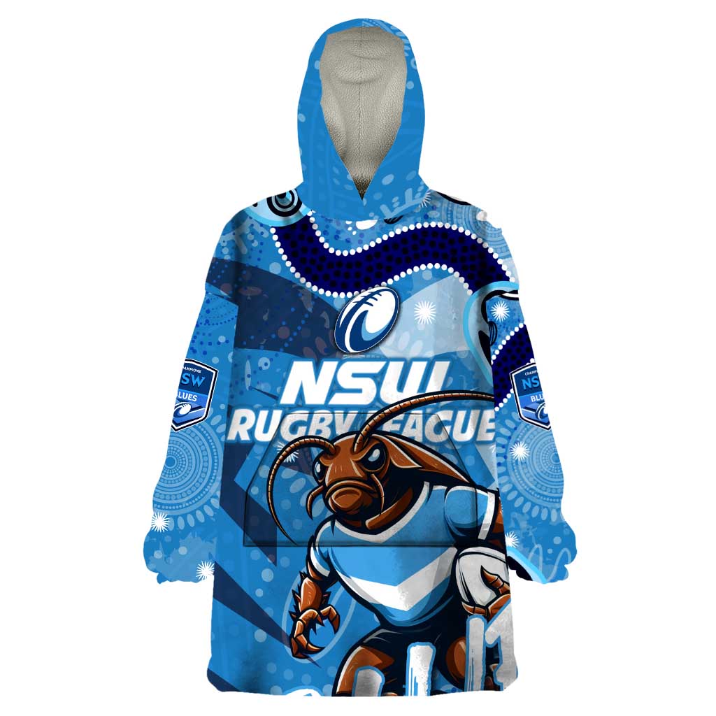 Personalized NSW Rugby League Wearable Blanket Hoodie Blues Mascot Indigenous - Vibe Hoodie Shop