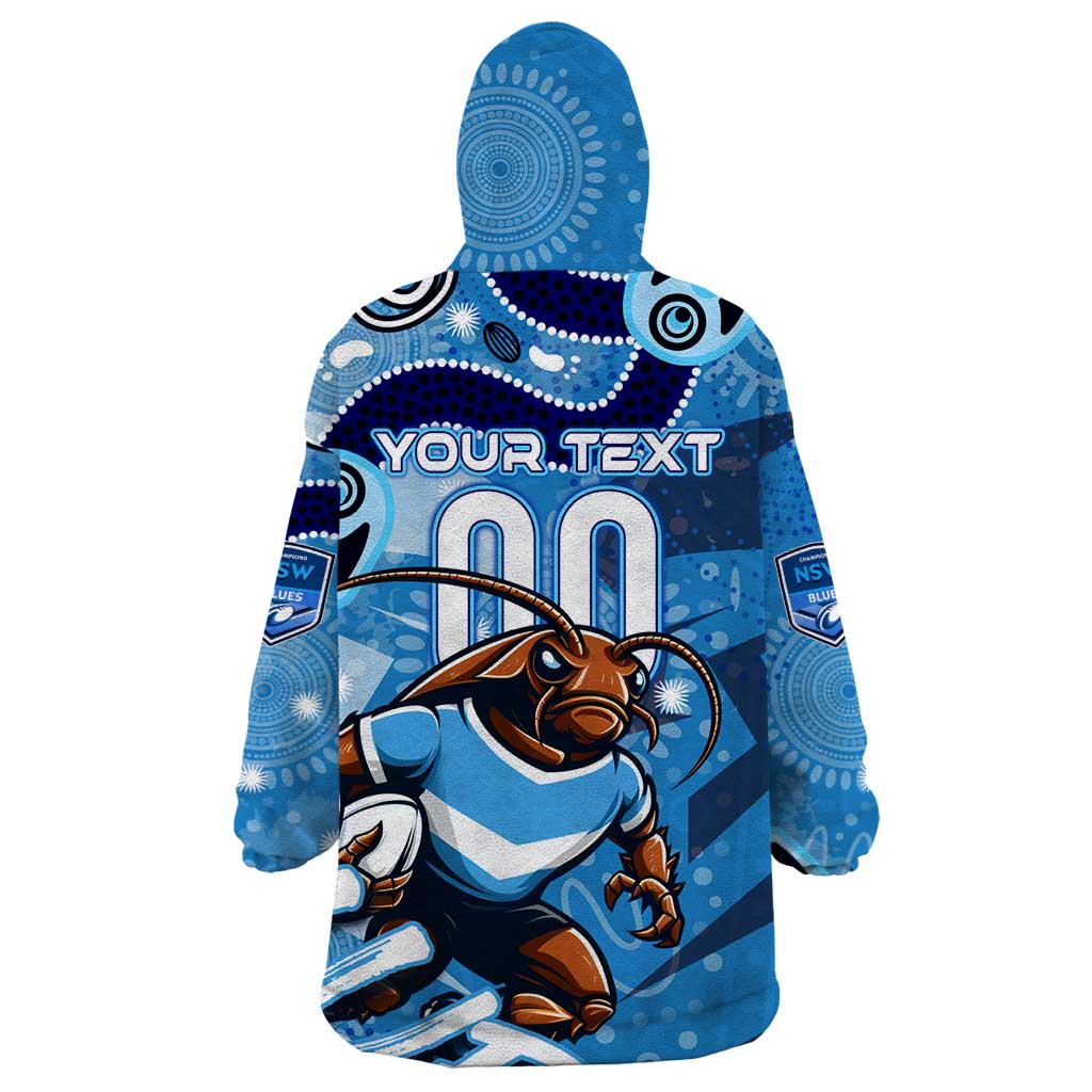 Personalized NSW Rugby League Wearable Blanket Hoodie Blues Mascot Indigenous - Vibe Hoodie Shop