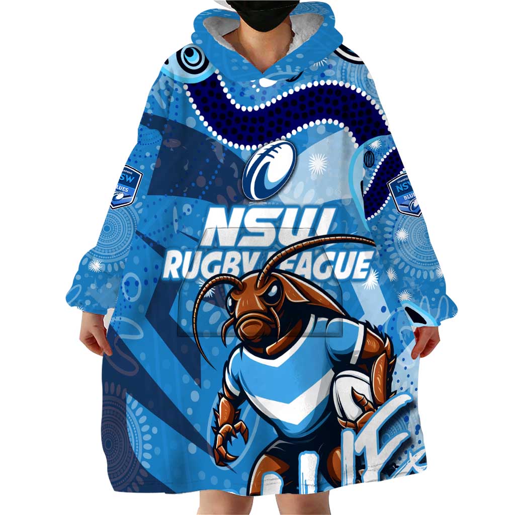 Personalized NSW Rugby League Wearable Blanket Hoodie Blues Mascot Indigenous - Vibe Hoodie Shop