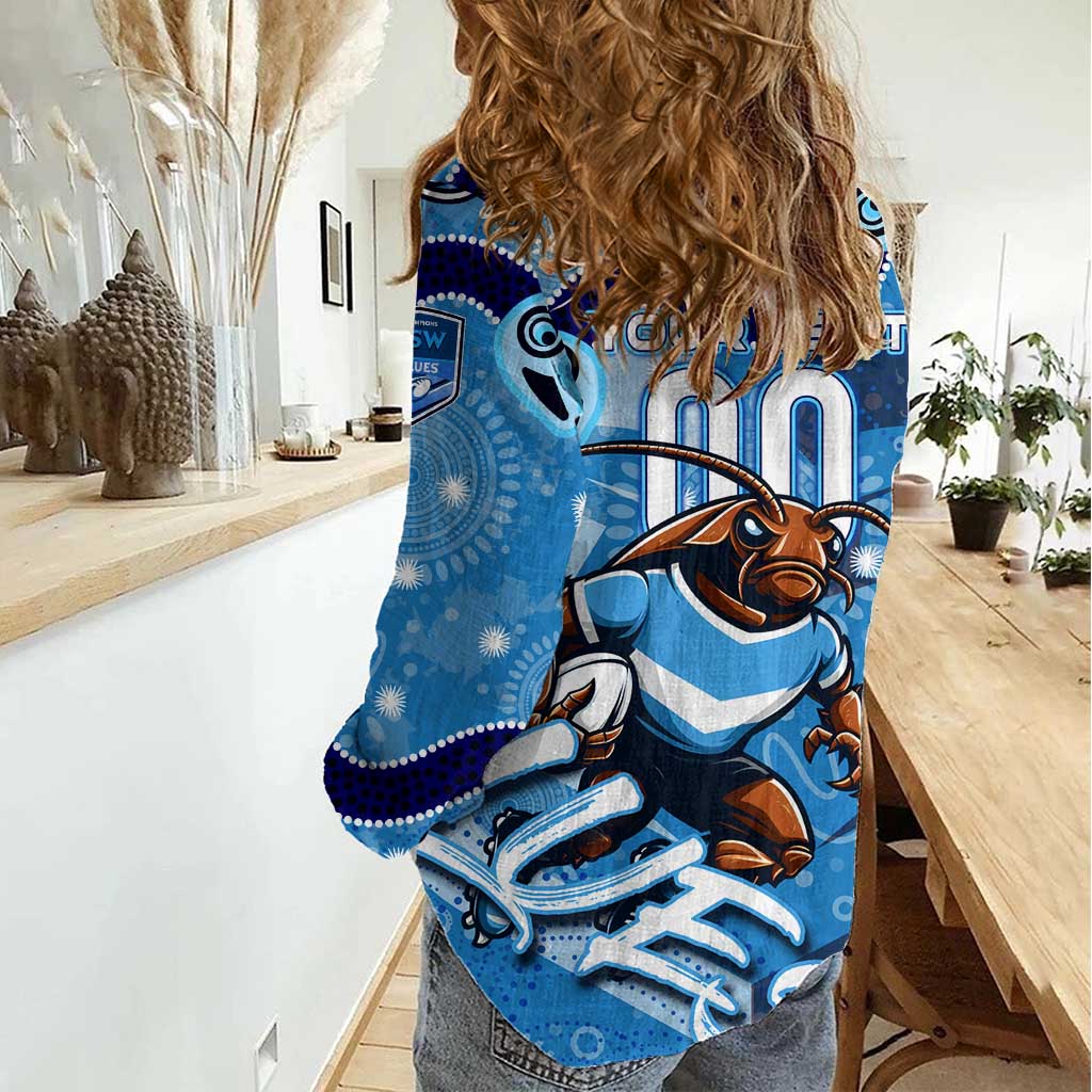 Personalized NSW Rugby League Women Casual Shirt Blues Mascot Indigenous - Vibe Hoodie Shop
