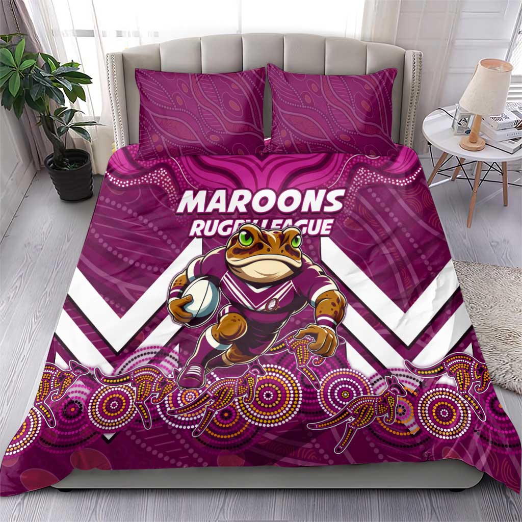 Custom Maroons Cane Toad Bedding Set Queensland Rugby - Vibe Hoodie Shop