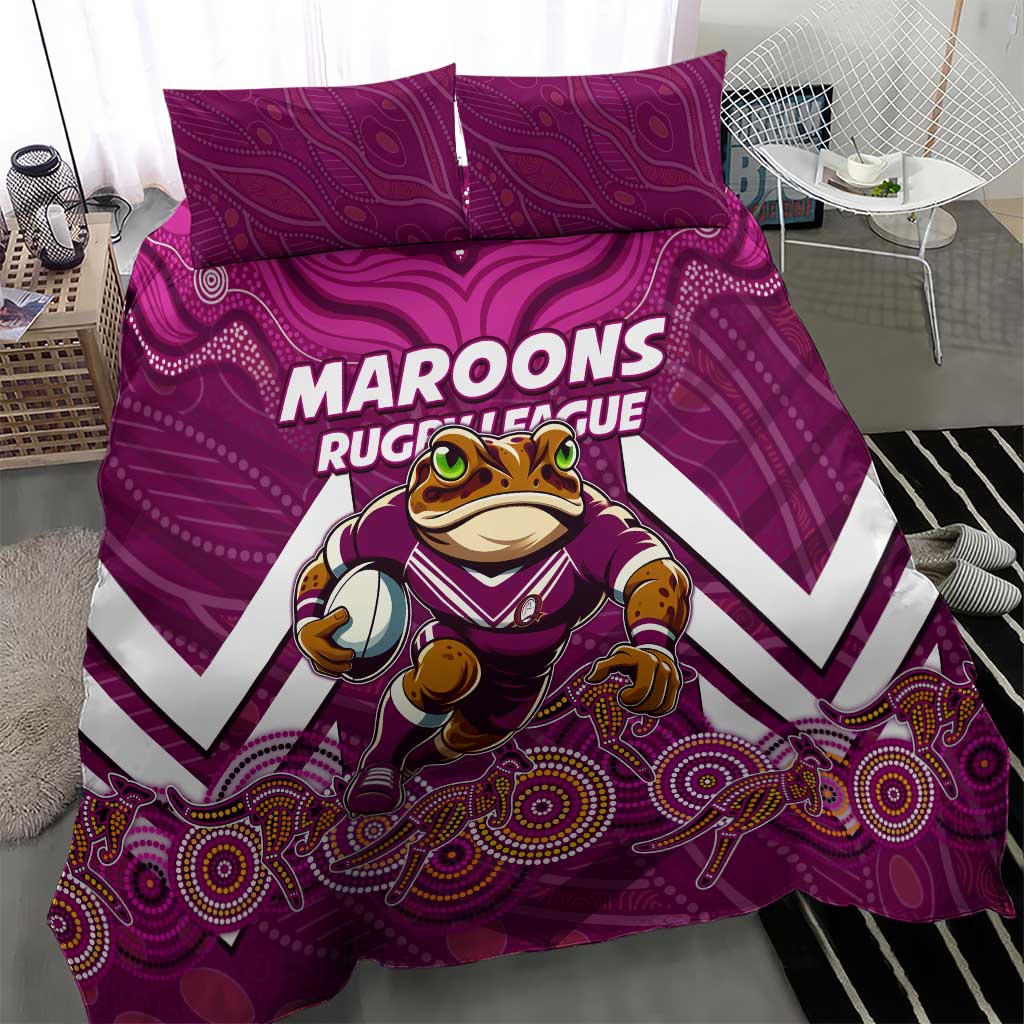 Custom Maroons Cane Toad Bedding Set Queensland Rugby - Vibe Hoodie Shop