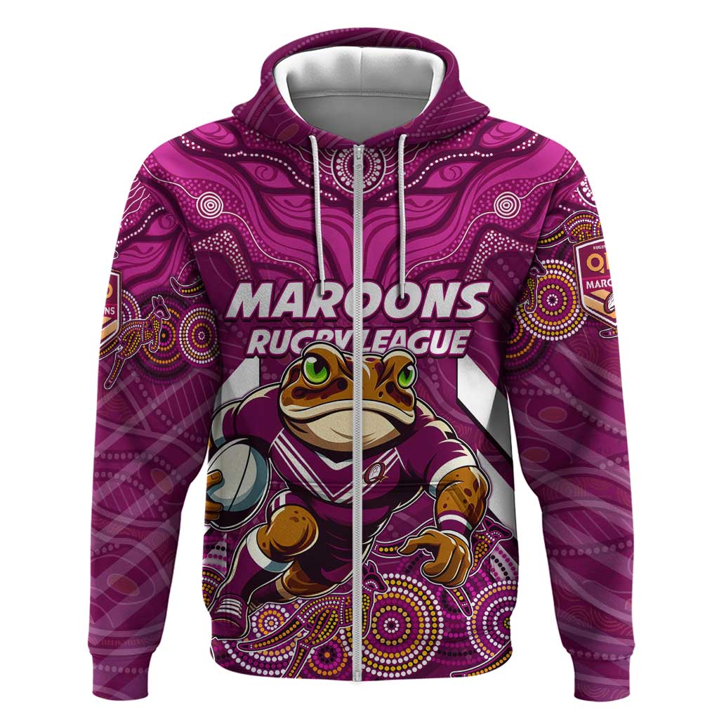 Custom Maroons Cane Toad Hoodie Queensland Rugby - Vibe Hoodie Shop