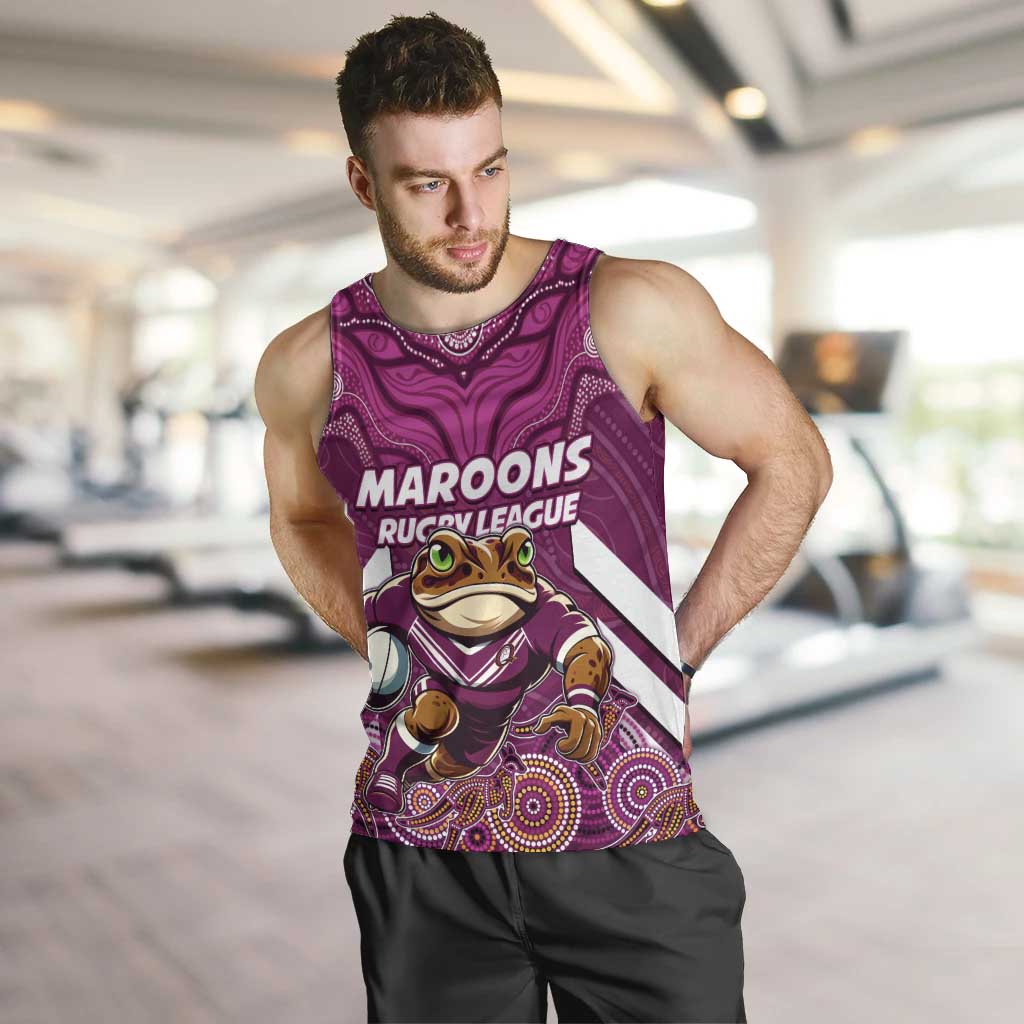 Custom Maroons Cane Toad Men Tank Top Queensland Rugby - Vibe Hoodie Shop
