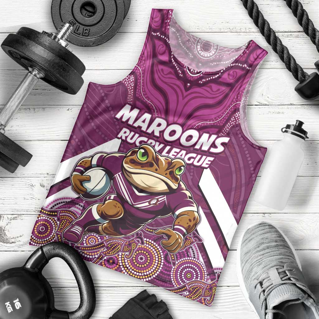 Custom Maroons Cane Toad Men Tank Top Queensland Rugby - Vibe Hoodie Shop