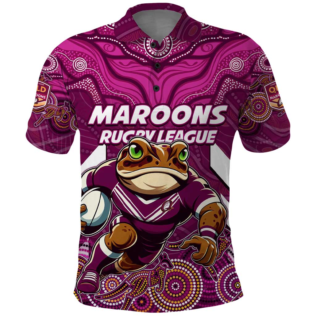Custom Maroons Cane Toad Polo Shirt Queensland Rugby - Vibe Hoodie Shop