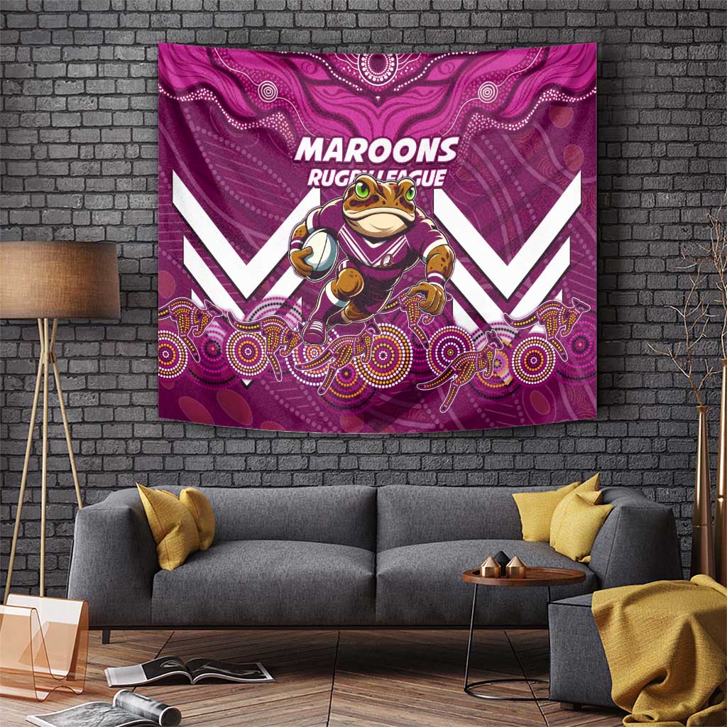 Custom Maroons Cane Toad Tapestry Queensland Rugby - Vibe Hoodie Shop