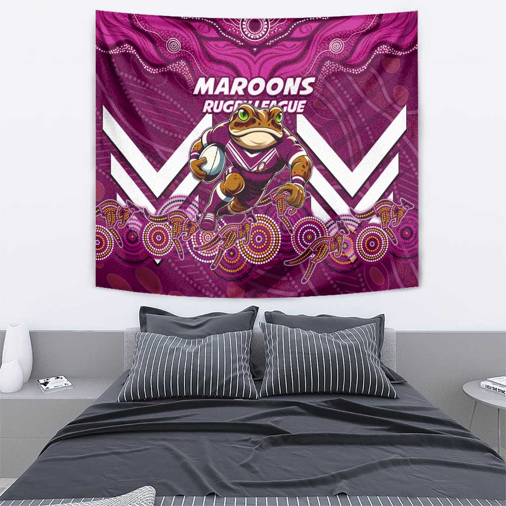 Custom Maroons Cane Toad Tapestry Queensland Rugby - Vibe Hoodie Shop