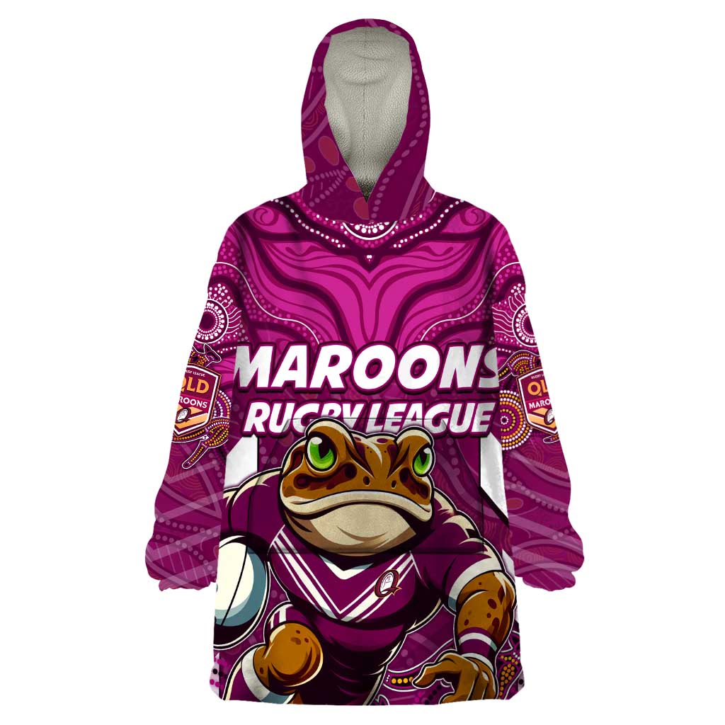 Custom Maroons Cane Toad Wearable Blanket Hoodie Queensland Rugby - Vibe Hoodie Shop