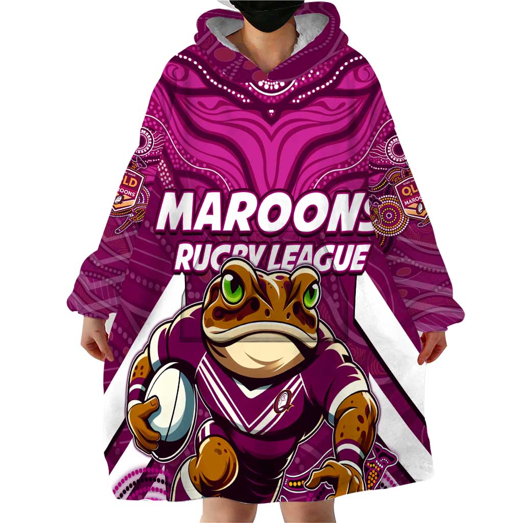 Custom Maroons Cane Toad Wearable Blanket Hoodie Queensland Rugby - Vibe Hoodie Shop