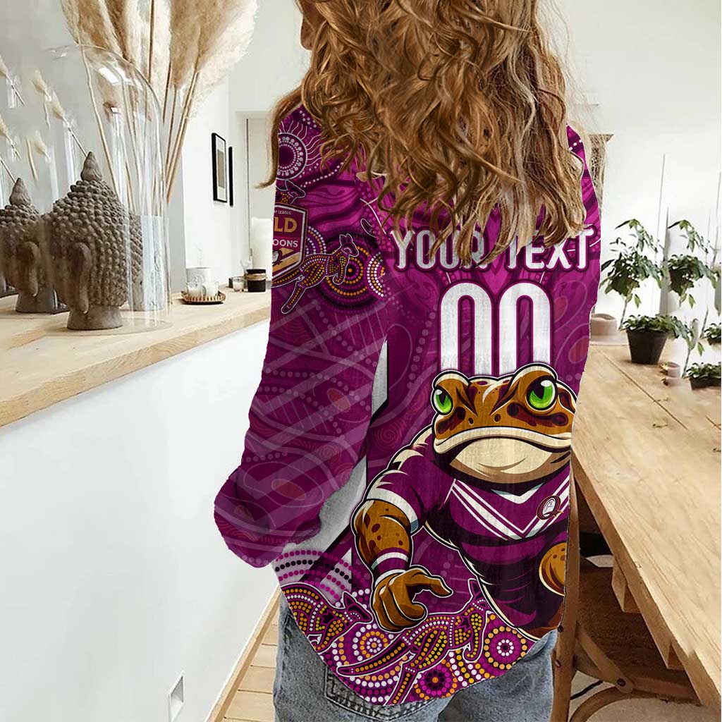 Custom Maroons Cane Toad Women Casual Shirt Queensland Rugby - Vibe Hoodie Shop