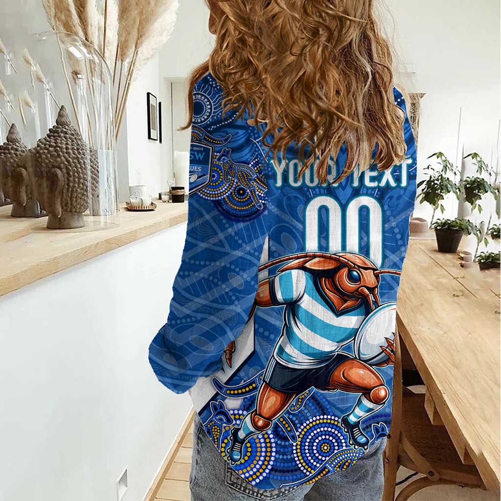 Custom Blues Cockroaches Women Casual Shirt New South Wales Rugby - Vibe Hoodie Shop