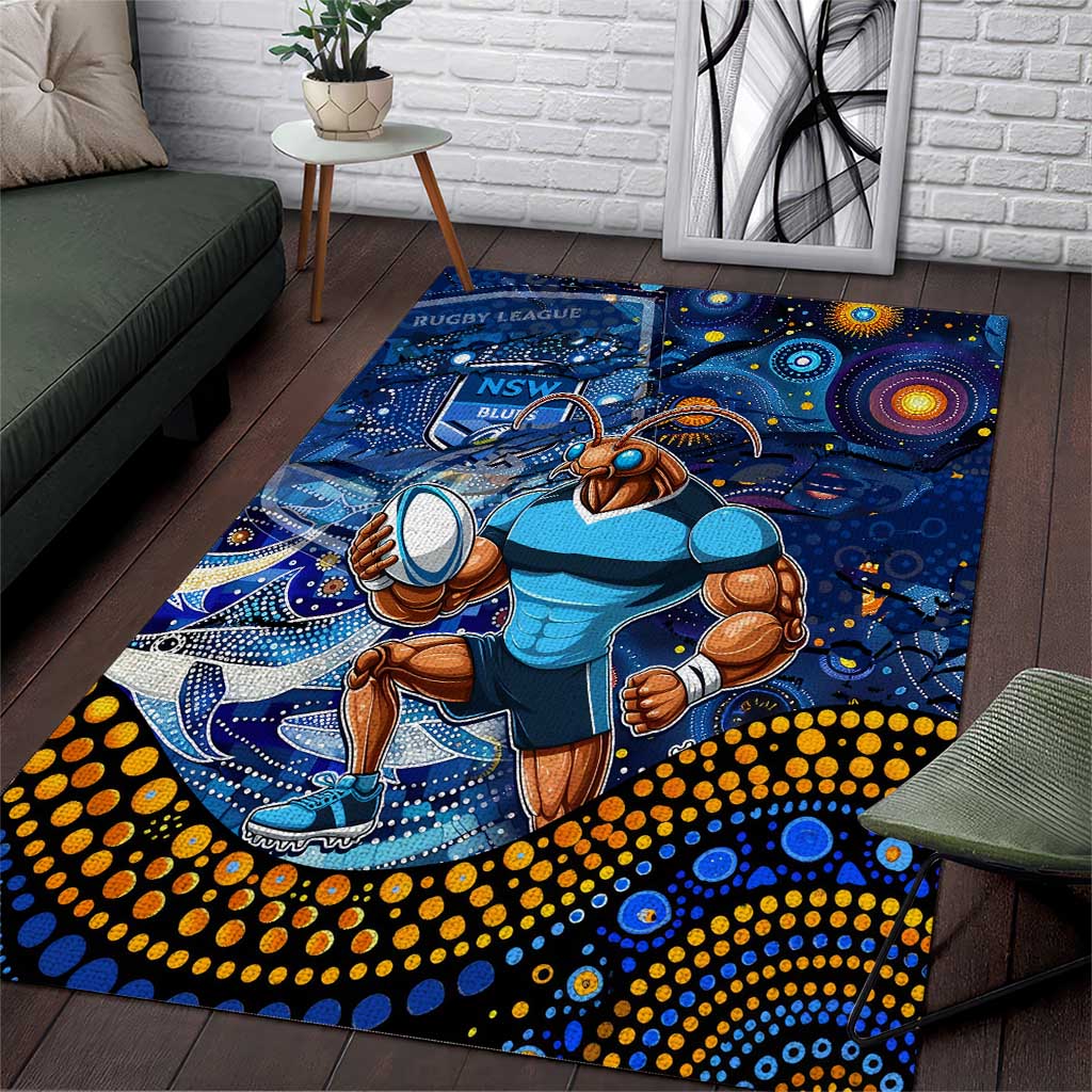 Personalised Mascot NSW Blues Rugby Area Rug Aboriginal Galaxy - Vibe Hoodie Shop