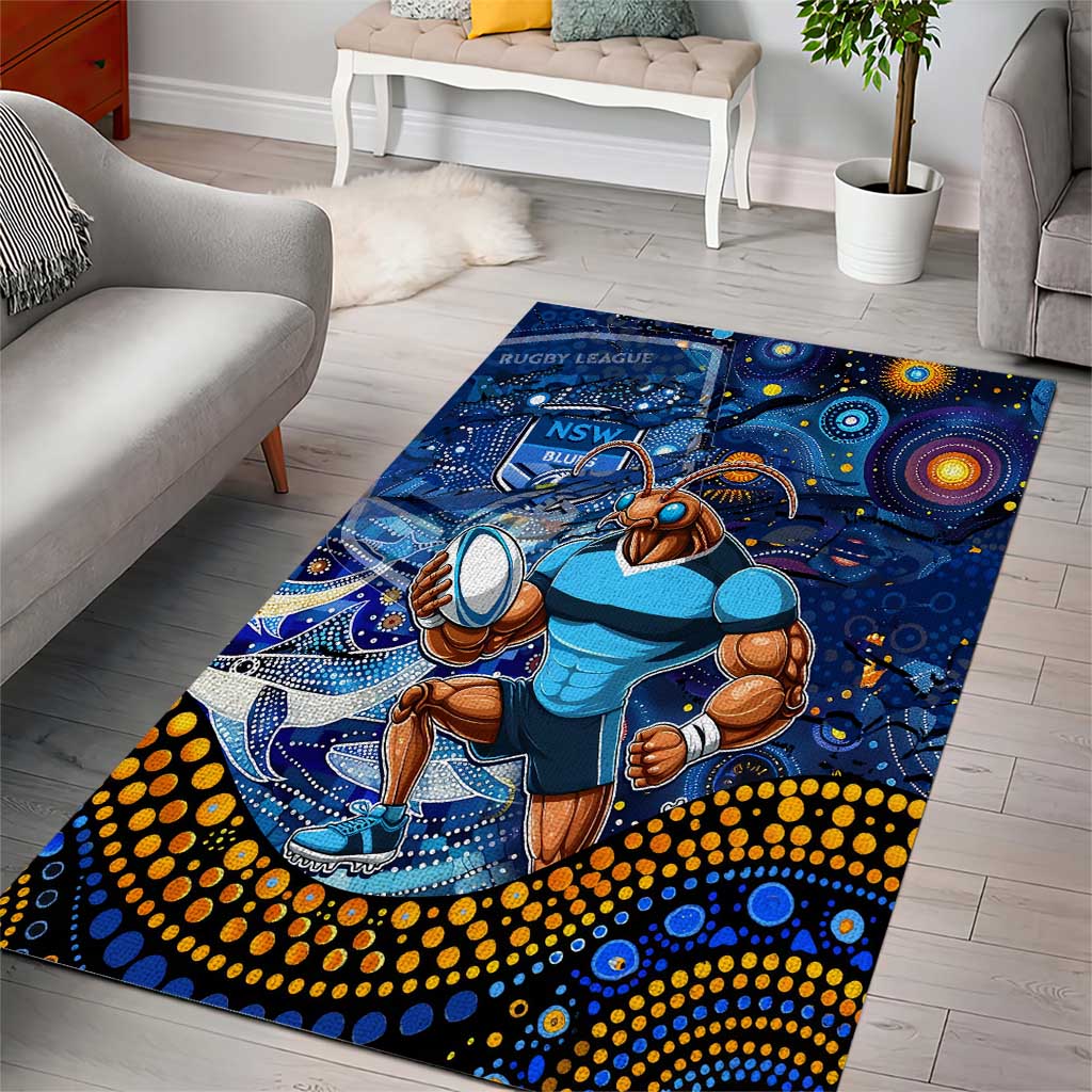 Personalised Mascot NSW Blues Rugby Area Rug Aboriginal Galaxy - Vibe Hoodie Shop