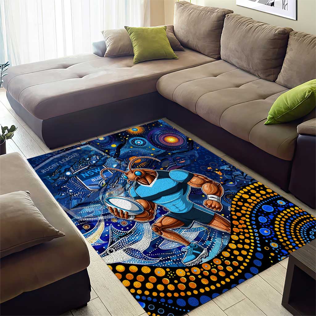 Personalised Mascot NSW Blues Rugby Area Rug Aboriginal Galaxy - Vibe Hoodie Shop