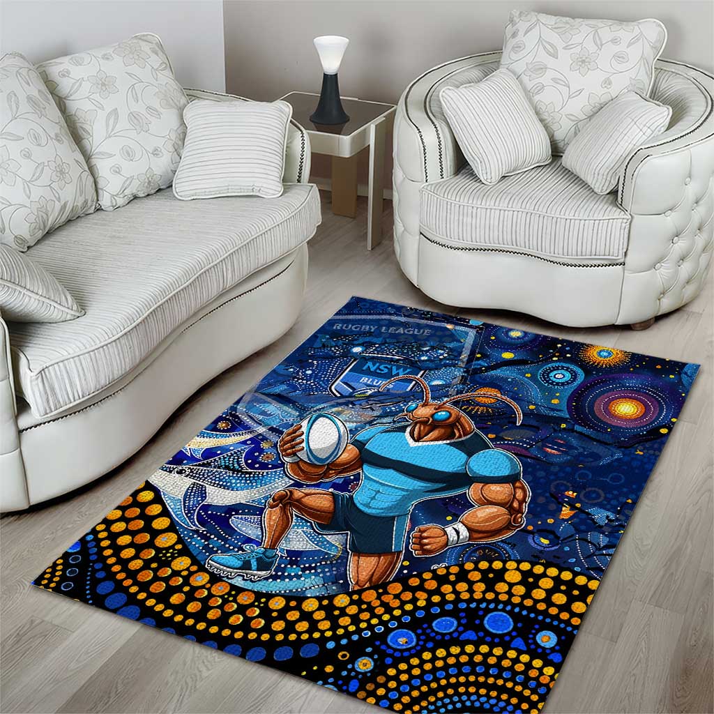 Personalised Mascot NSW Blues Rugby Area Rug Aboriginal Galaxy - Vibe Hoodie Shop