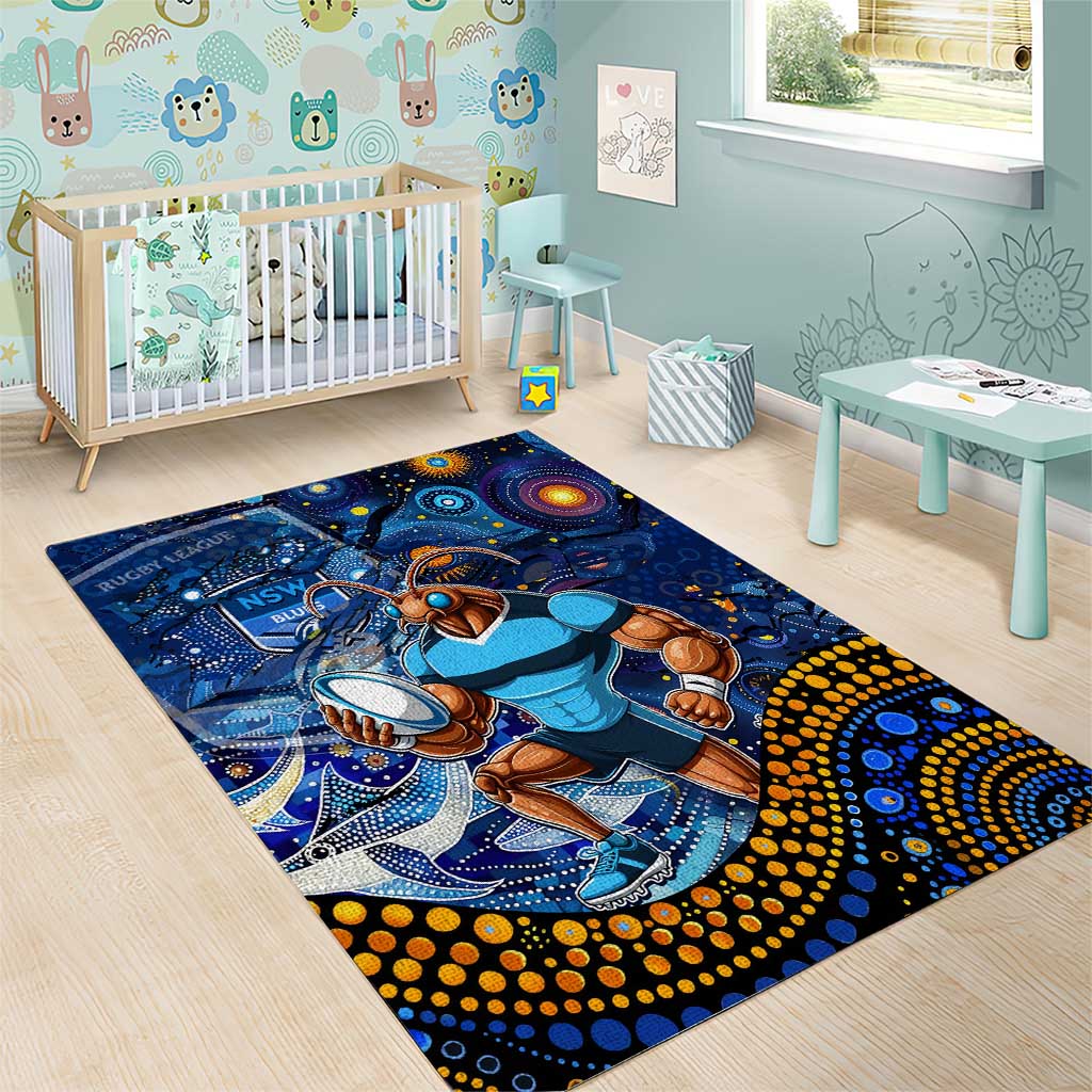 Personalised Mascot NSW Blues Rugby Area Rug Aboriginal Galaxy - Vibe Hoodie Shop