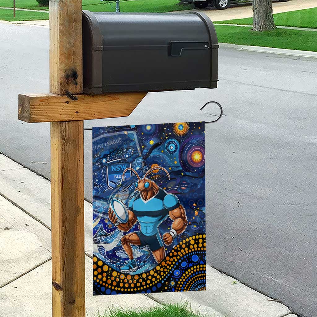 Personalised Mascot NSW Blues Rugby Garden Flag Aboriginal Galaxy - Vibe Hoodie Shop