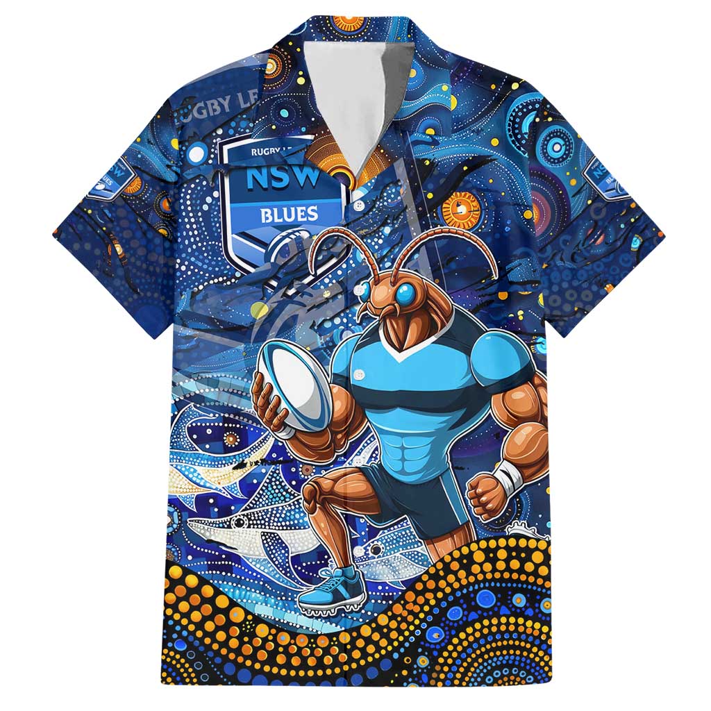 Personalised Mascot NSW Blues Rugby Hawaiian Shirt Aboriginal Galaxy - Vibe Hoodie Shop