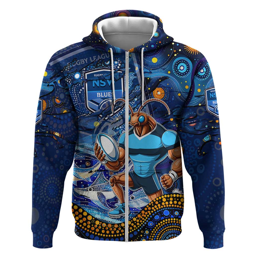 Personalised Mascot NSW Blues Rugby Hoodie Aboriginal Galaxy - Vibe Hoodie Shop