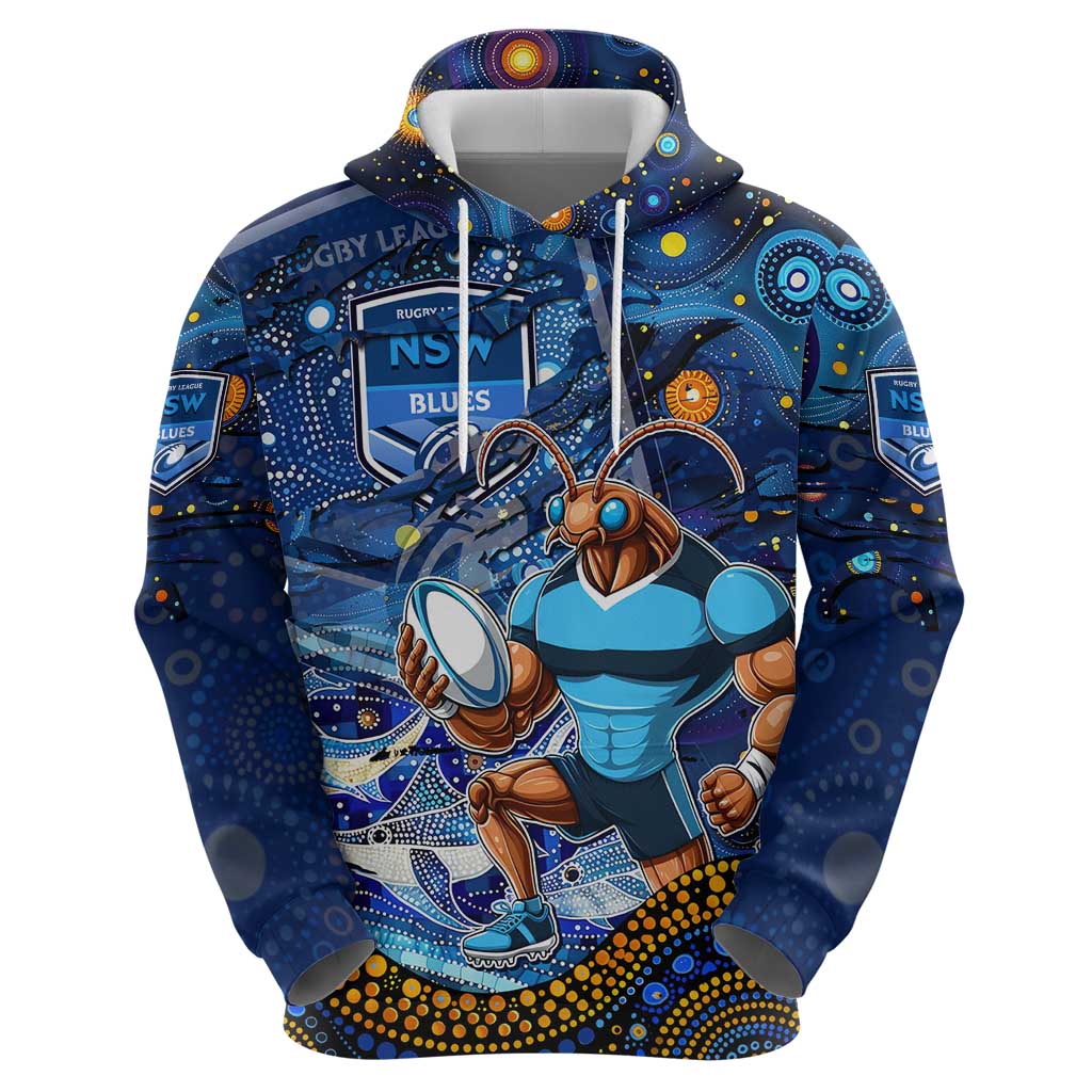 Personalised Mascot NSW Blues Rugby Hoodie Aboriginal Galaxy - Vibe Hoodie Shop