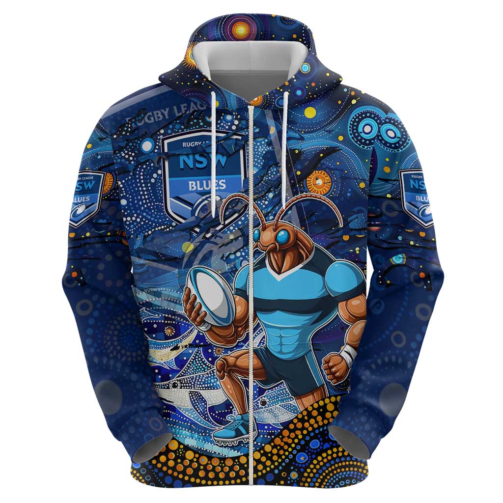 Personalised Mascot NSW Blues Rugby Hoodie Aboriginal Galaxy - Vibe Hoodie Shop