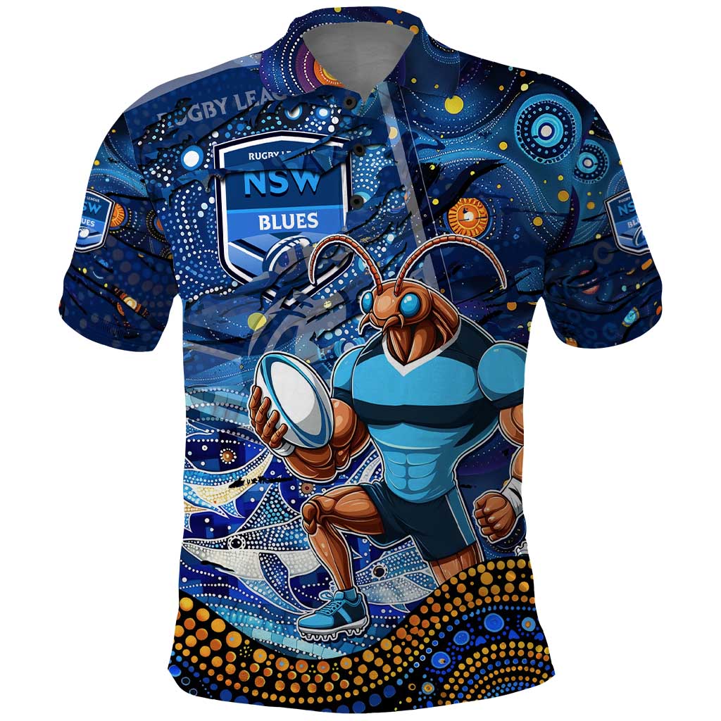 Personalised Mascot NSW Blues Rugby Polo Shirt Aboriginal Galaxy - Vibe Hoodie Shop
