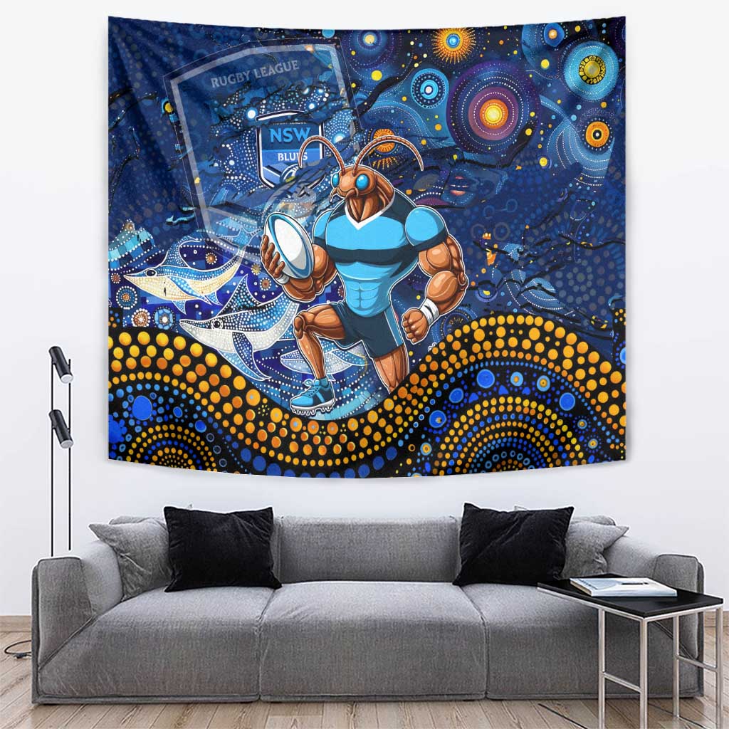 Personalised Mascot NSW Blues Rugby Tapestry Aboriginal Galaxy - Vibe Hoodie Shop