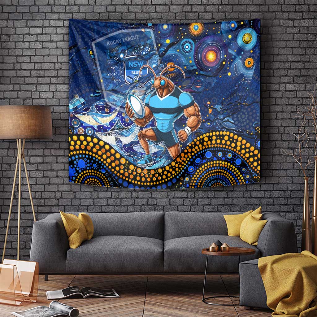 Personalised Mascot NSW Blues Rugby Tapestry Aboriginal Galaxy - Vibe Hoodie Shop