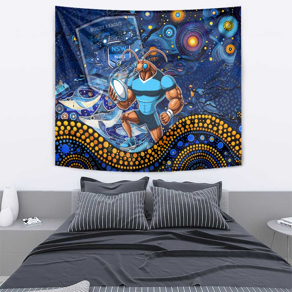 Personalised Mascot NSW Blues Rugby Tapestry Aboriginal Galaxy - Vibe Hoodie Shop