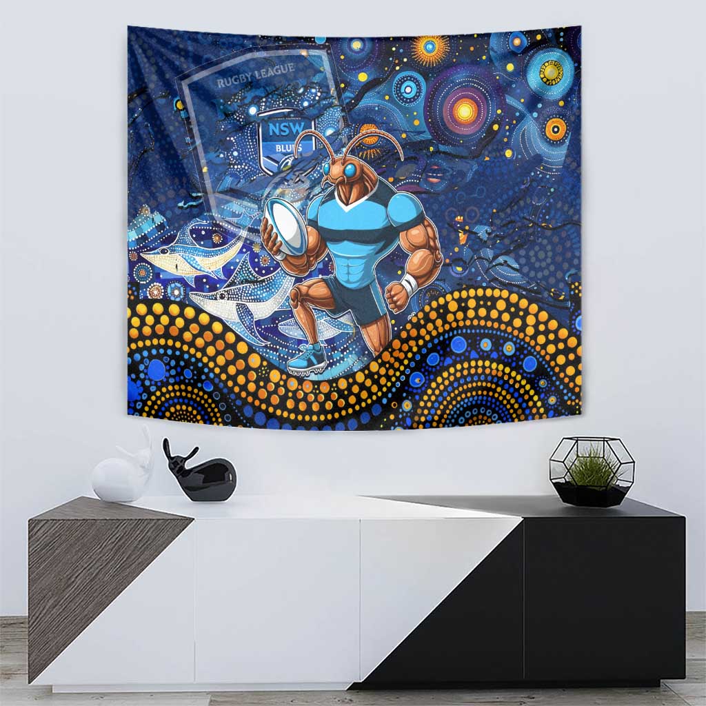 Personalised Mascot NSW Blues Rugby Tapestry Aboriginal Galaxy - Vibe Hoodie Shop