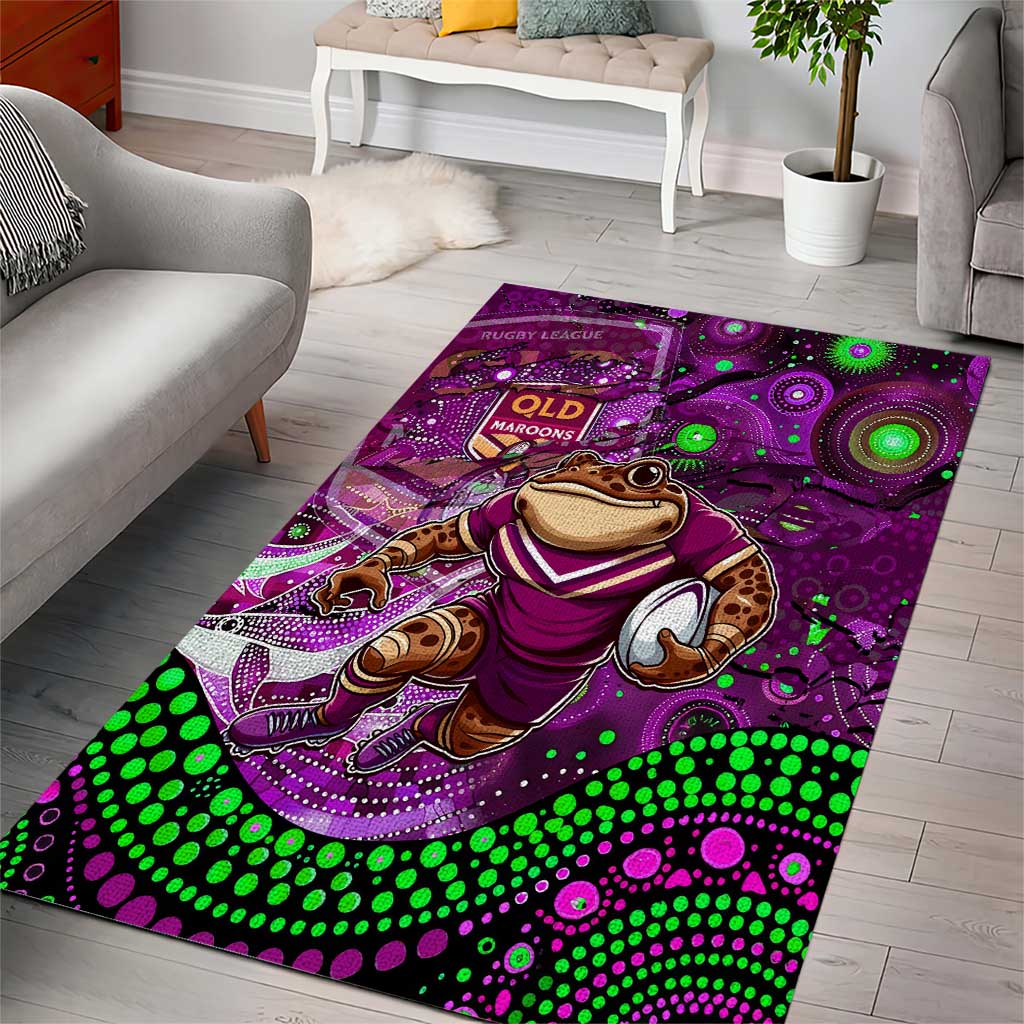 Personalised Mascot Queensland Maroons Rugby Area Rug Aboriginal Galaxy - Vibe Hoodie Shop