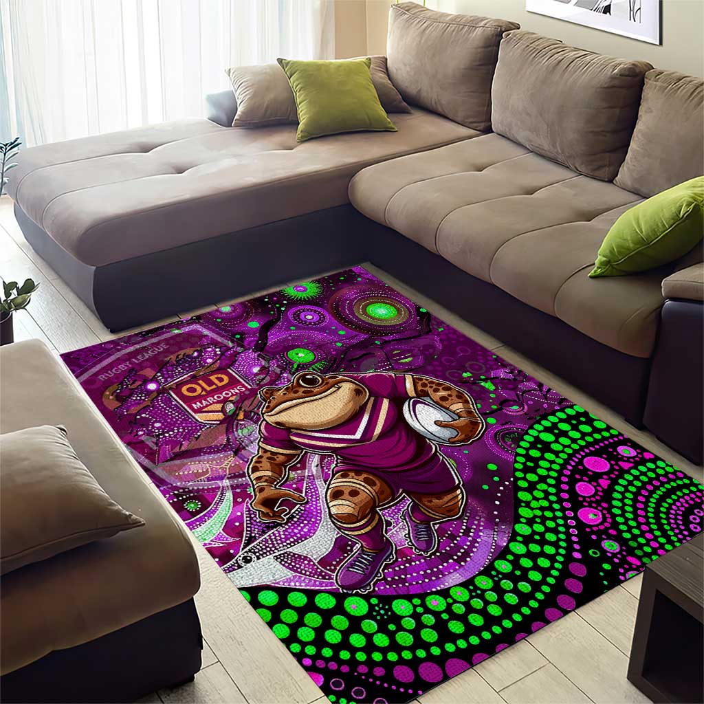 Personalised Mascot Queensland Maroons Rugby Area Rug Aboriginal Galaxy - Vibe Hoodie Shop