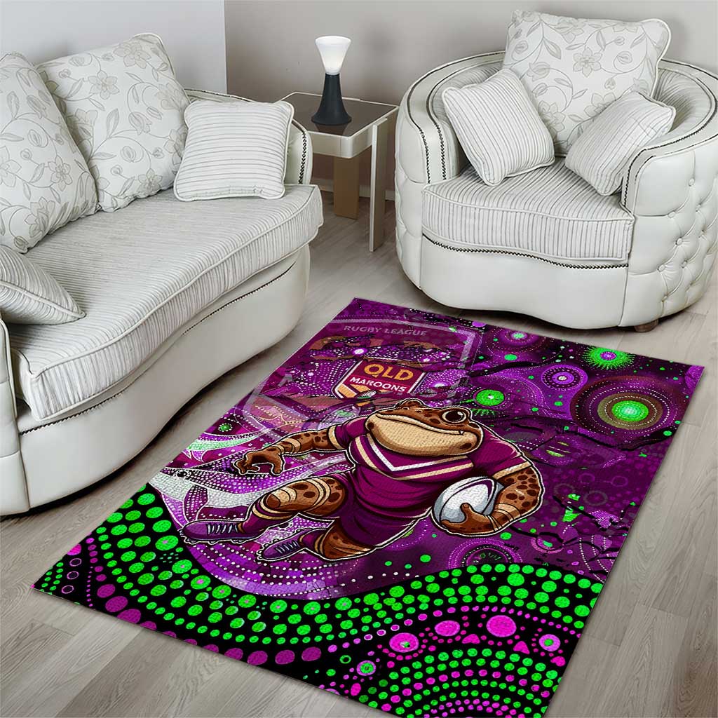 Personalised Mascot Queensland Maroons Rugby Area Rug Aboriginal Galaxy - Vibe Hoodie Shop