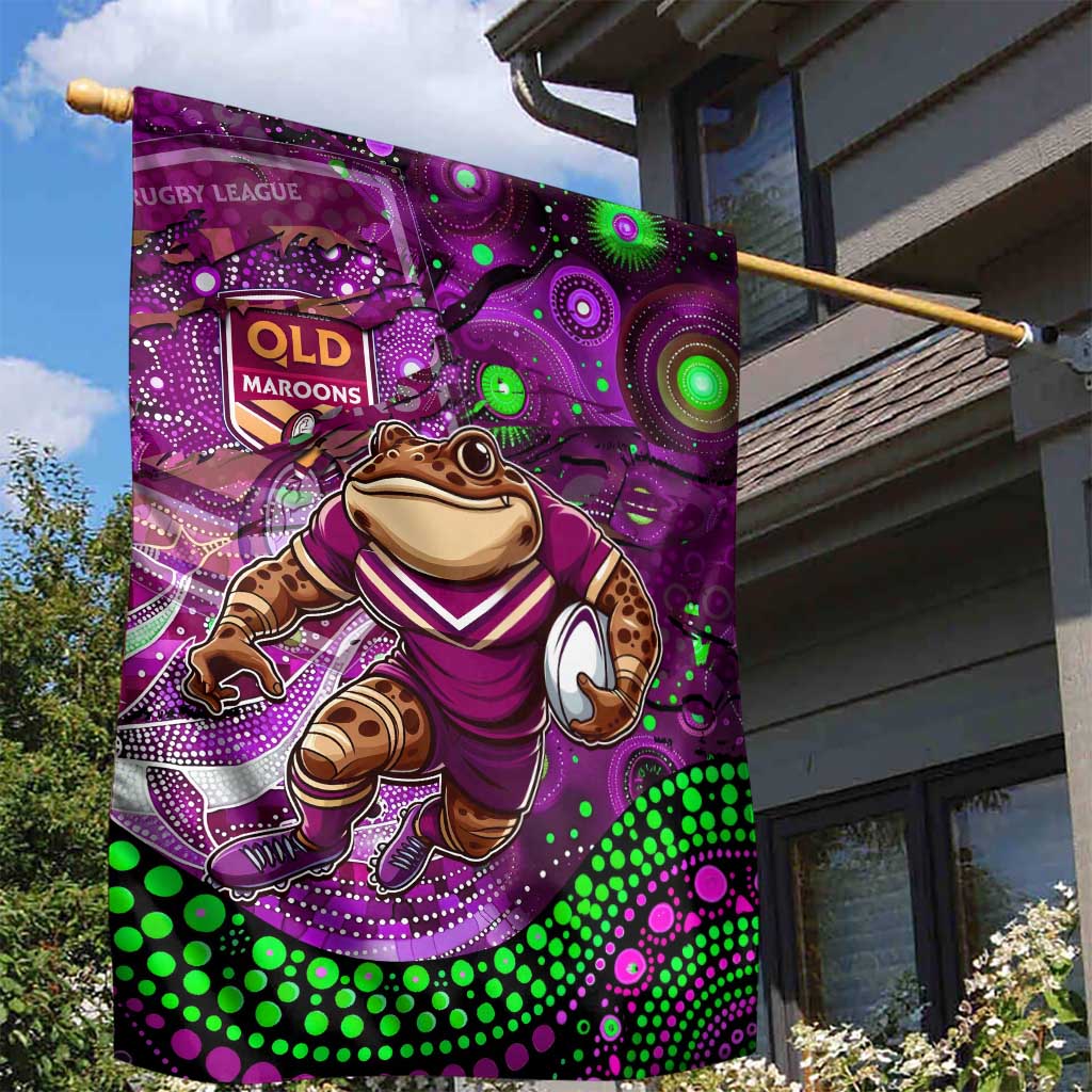 Personalised Mascot Queensland Maroons Rugby Garden Flag Aboriginal Galaxy - Vibe Hoodie Shop