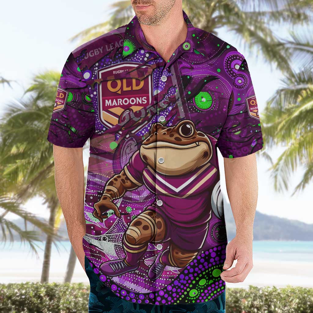 Personalised Mascot Queensland Maroons Rugby Hawaiian Shirt Aboriginal Galaxy - Vibe Hoodie Shop